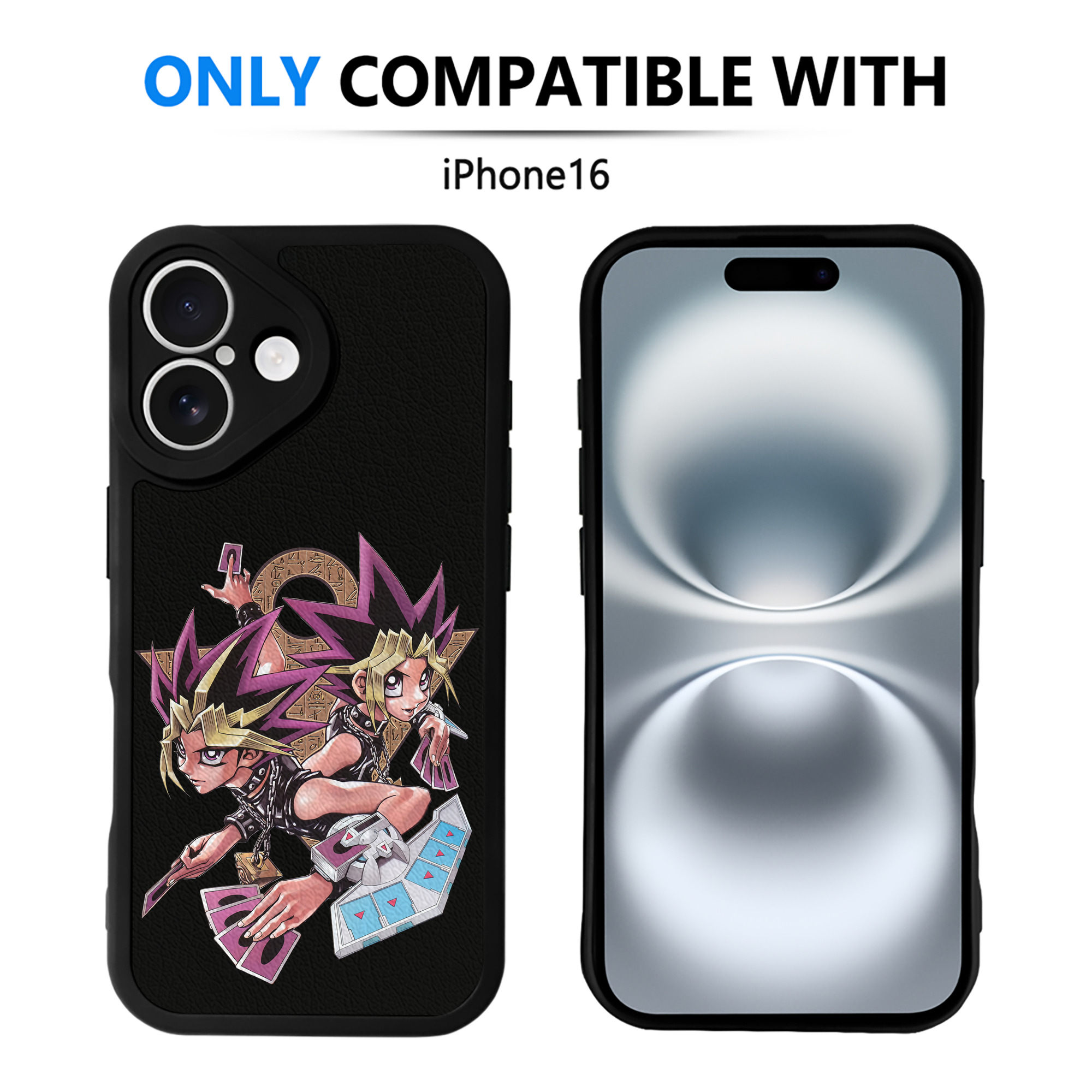 （画像用） 遊☆戯☆王 Yu-Gi-Oh! 【iPhone 16シリーズ対応】シリコンスマホケース（レザー調） 材質：シリコン
